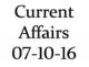 Current Affairs 7th October 2016