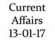 Current Affairs 13th January 2017