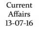 Current Affairs 13th July 2016
