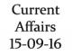 Current Affairs 15th September 2016