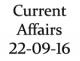 Current Affairs 22nd September 2016