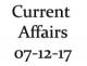 Current Affairs 7th December 2017