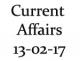 Current Affairs 13th February 2017