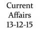 Current Affairs 13th December 2015