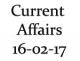 Current Affairs 16th February 2017