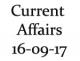 Current Affairs 16th September 2017