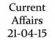 Current Affairs 21st April 2015