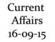 Current Affairs 16th September 2015