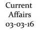 Current Affairs 3rd March 2016