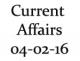 Current Affairs 4th February 2016