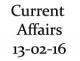 Current Affairs 13th February 2016