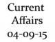 Current Affairs 04th September 2015