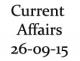 Current Affairs 26th September 2015