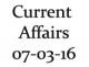 Current Affairs 7th March 2016