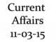 Current Affairs 11th March 2015