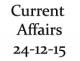 Current Affairs 24th December 2015 