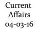 Current Affairs 4th March 2016