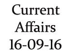 Current Affairs 16th September 2016