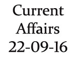 Current Affairs 22nd September 2016