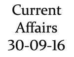 Current Affairs 30th September 2016