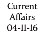Current Affairs 4th November 2016