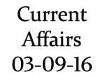 Current Affairs 3rd September 2016